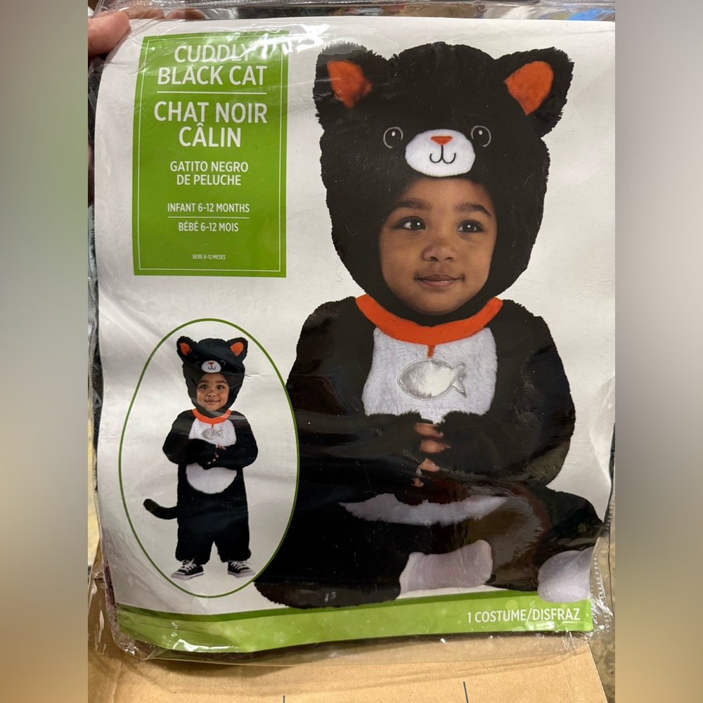 Infant 6-12M Cuddly Black Cat Costume - NIP